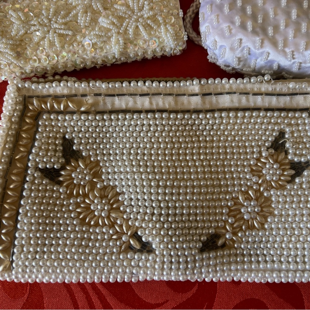 Vintage Elegant Black and White Beaded Clutch purses - Picture 6 of 9